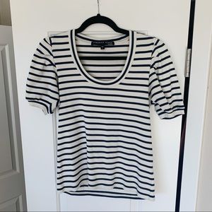 Veronica Beard Navy and White Striped Blouse